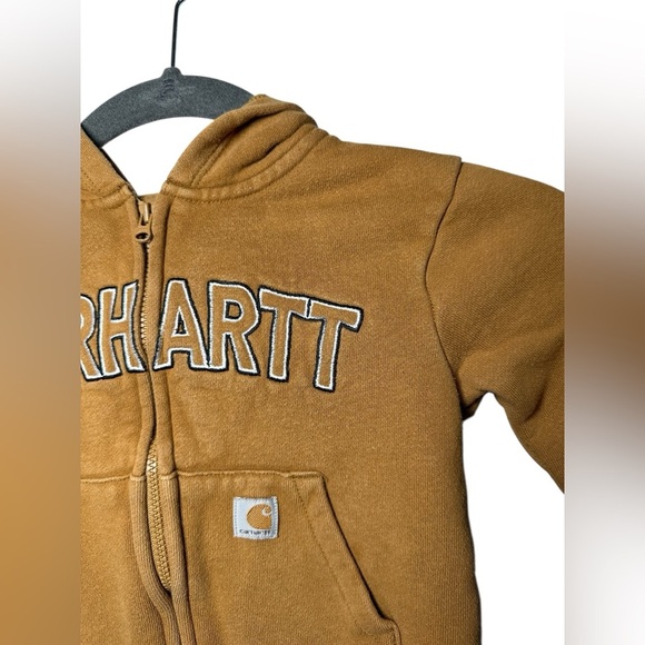 Carhartt Toddler Boys’ Brown Full Zip Hoodie Sweatshirt Sherpa Lined Size 2T - Picture 3 of 7